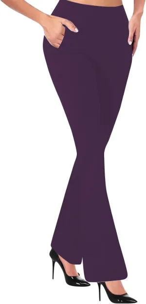 Dress Pants Women Business Casual Work Pants Solid High Waist Stretchy Trousers Bootcut Office Pull On Slacks with Pockets