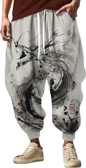 Elastic Waist Hippie Pant Street Feel Casual Sweatpants Mens Linen Cargo Jogger Pant Anime Clothes Baggy Sweatpants