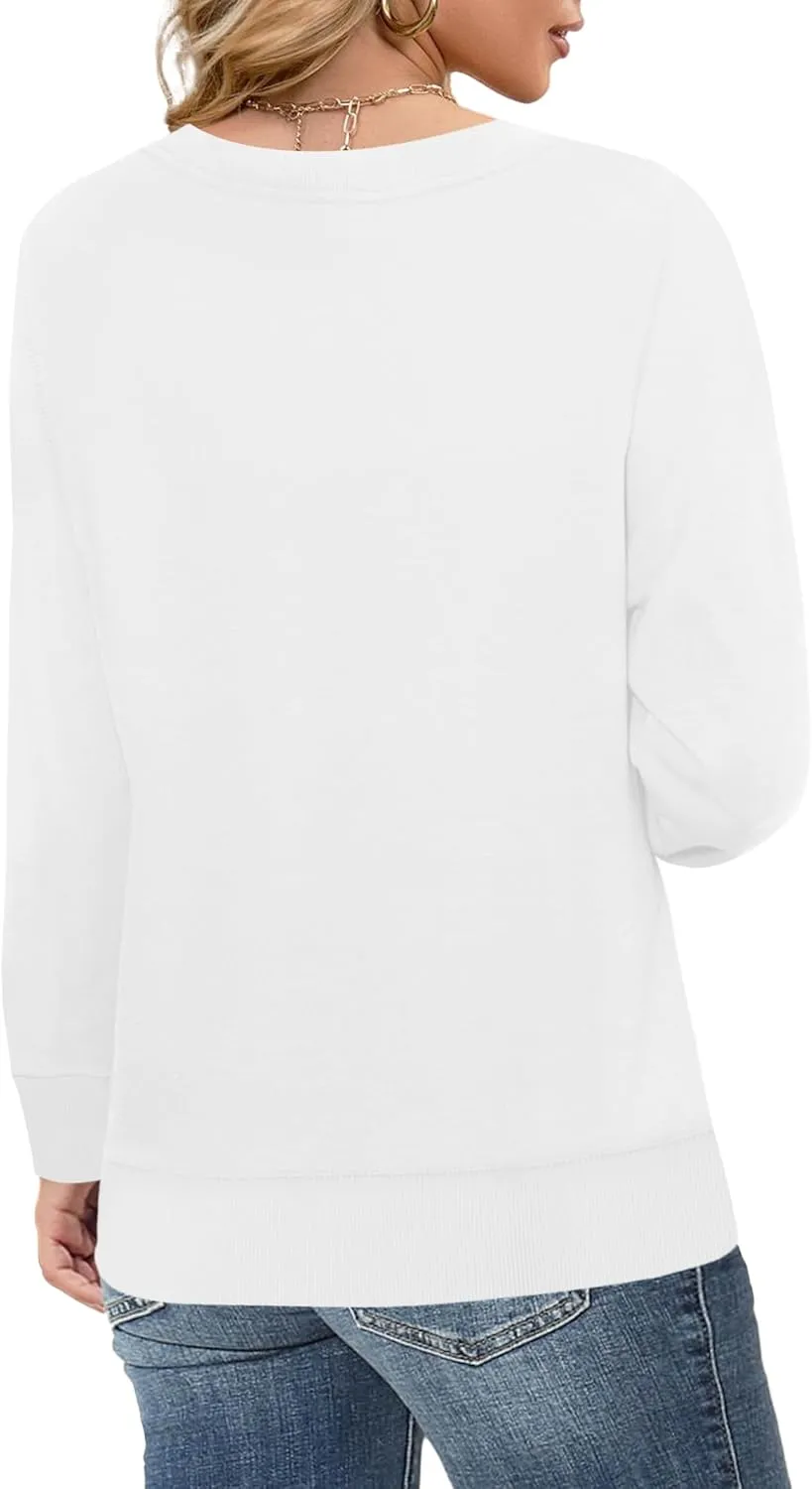 Elesomo Womens Sweatshirts Cotton Crew Neck Casual Long Sleeve Pullover Tops