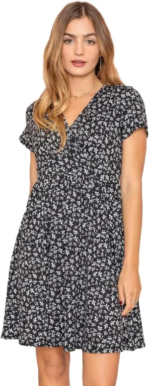 Eloges Women's Ditsy Floral Surplice Waist Band Flare Dress S to 3X Plus |EGS