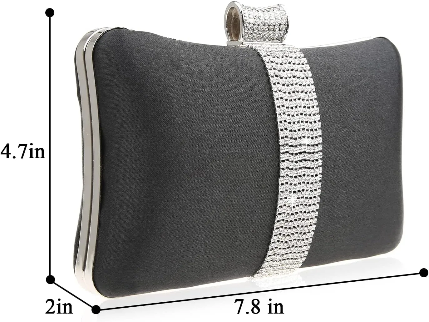 Fashion Womens Jane Satin Diamante Clutch Rhinestone Evening Bridal Prom Party Handbag Crossbody Purse Chain Bag