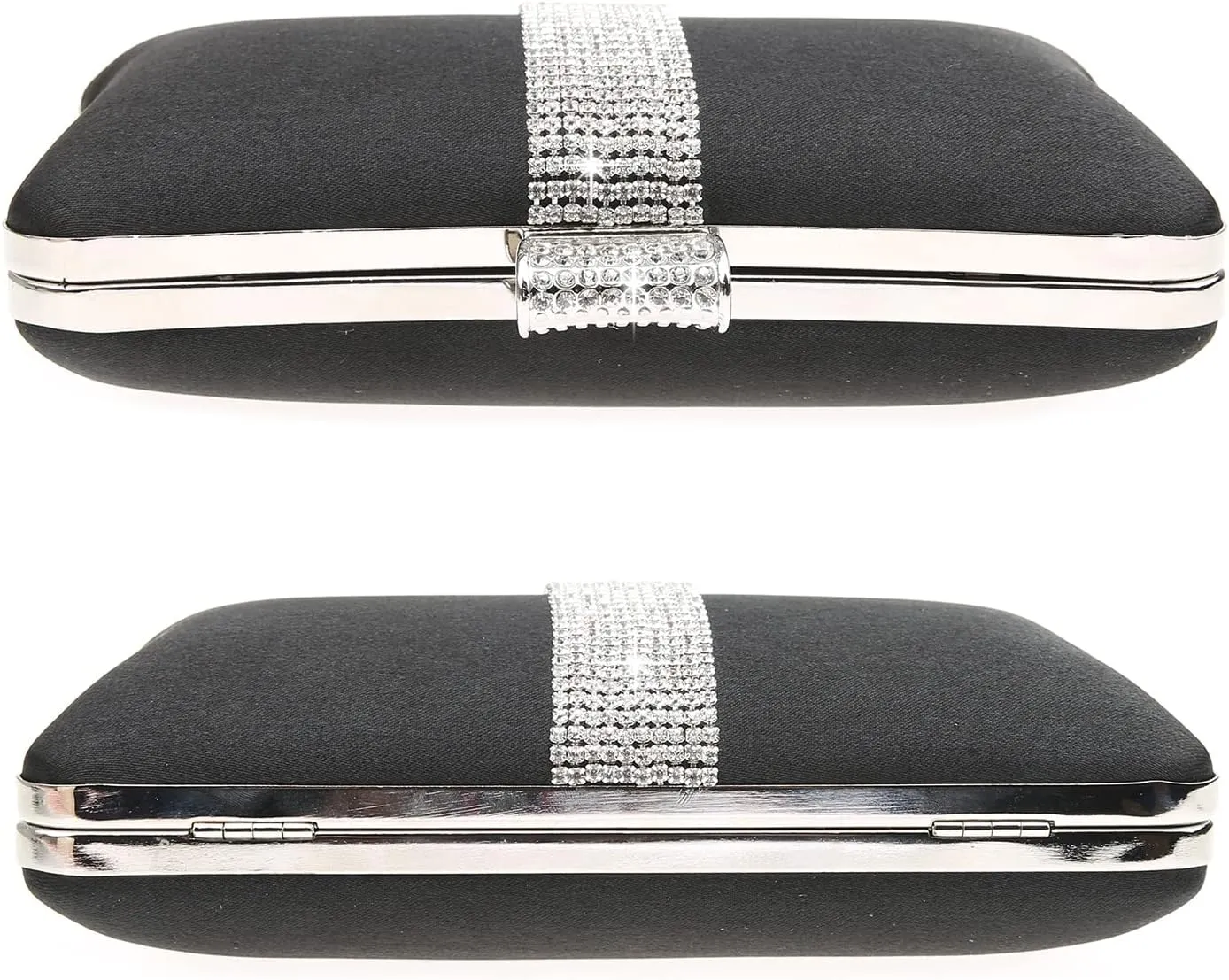 Fashion Womens Jane Satin Diamante Clutch Rhinestone Evening Bridal Prom Party Handbag Crossbody Purse Chain Bag