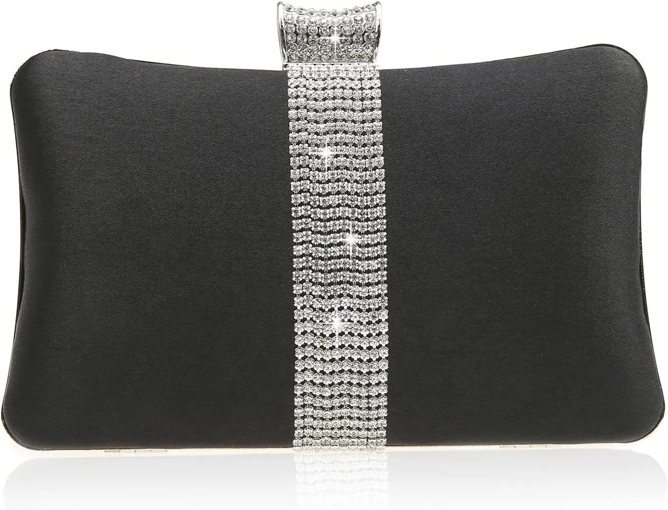 Fashion Womens Jane Satin Diamante Clutch Rhinestone Evening Bridal Prom Party Handbag Crossbody Purse Chain Bag