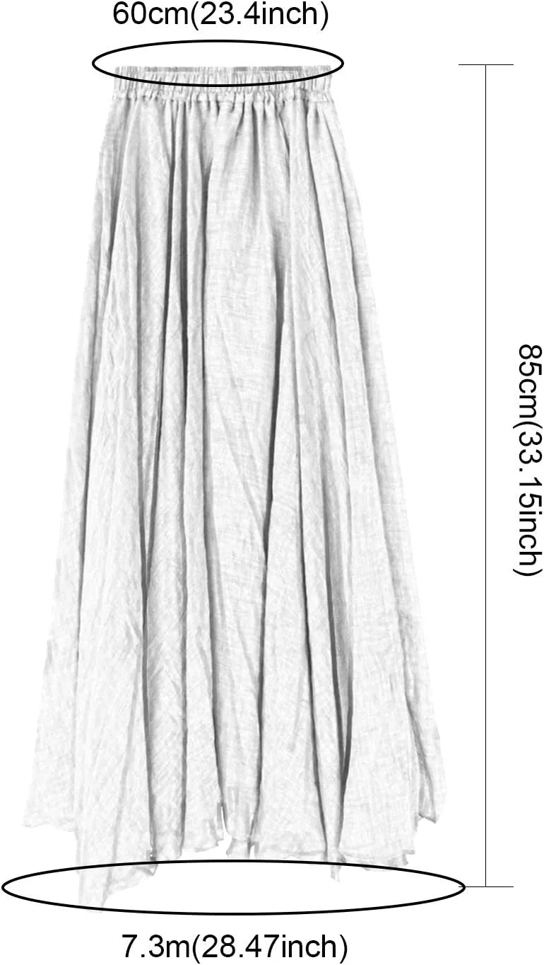 FEOYA Maxi Skirts for Women Cotton Linen Bohemian Long Skirt Two Layer Swing A-Line Flowy Skirt