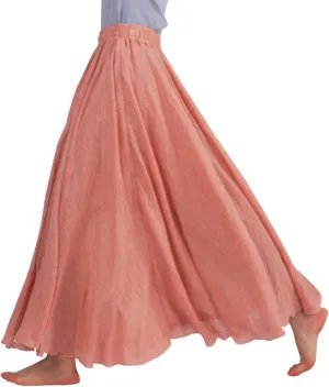 FEOYA Maxi Skirts for Women Cotton Linen Bohemian Long Skirt Two Layer Swing A-Line Flowy Skirt