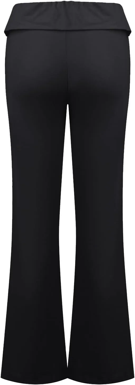 Flared Sweatpants Fold Over Yoga Pants High Waisted Plus Size Workout Leggings Fall Trouser Pants Tall