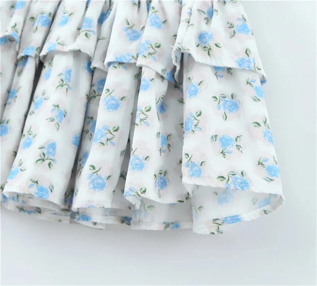 Floral Print Mini Slip Dress for Women Elastic High Stretch Sheath Dress with Ruffles Backless Design