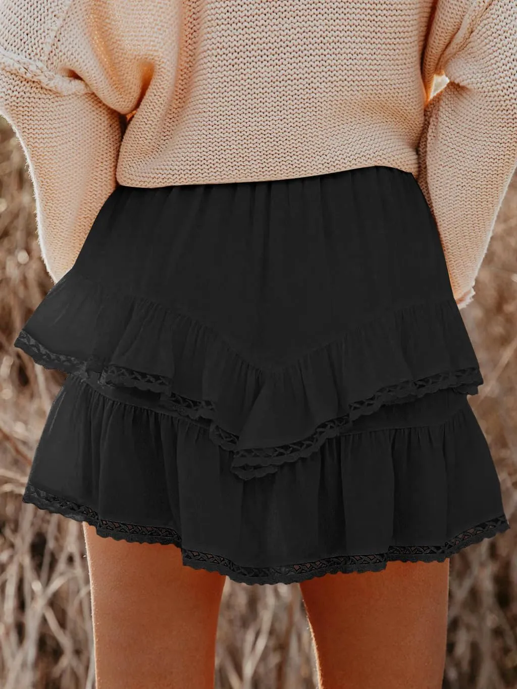 Flowy Tiered Mini Skirts for Women Trendy 2025 Summer Ruffle Y2k Skirt Casual Boho Skorts Golf Tennis Skirts