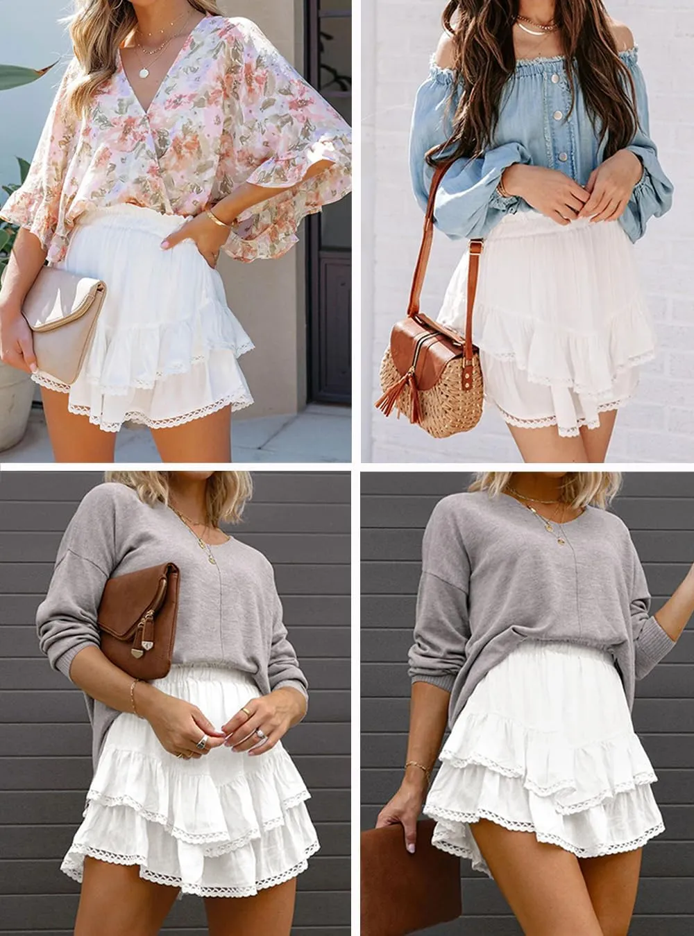Flowy Tiered Mini Skirts for Women Trendy 2025 Summer Ruffle Y2k Skirt Casual Boho Skorts Golf Tennis Skirts