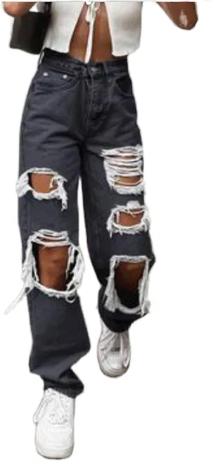 Franhais Women Wide Leg Denim Pants Fashion High Waist Straight Leg Baggy Flared Y2K Jeans Trousers Streetwear