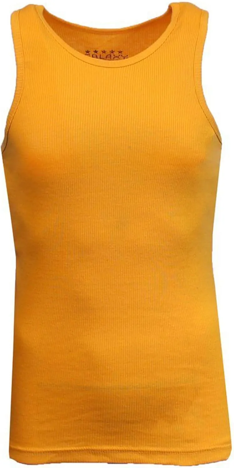 Galaxy by Harvic Single and 3-Pack Mens Heavy-Weight Ribbed Tank Tops