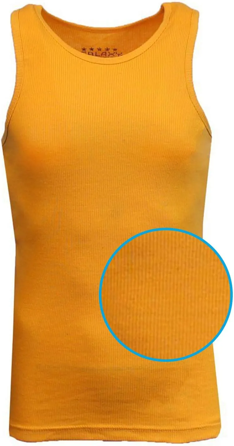 Galaxy by Harvic Single and 3-Pack Mens Heavy-Weight Ribbed Tank Tops