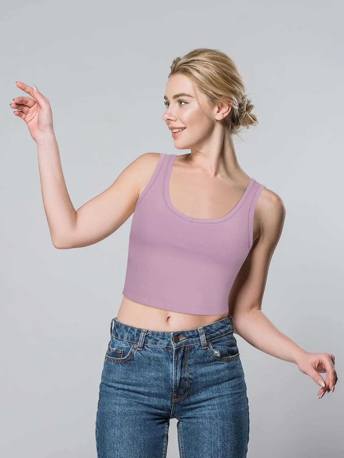 Geyoga 8 Pcs Women Basic Crop Tank Tops Sleeveless Sport Tank Summer Solid Tank
