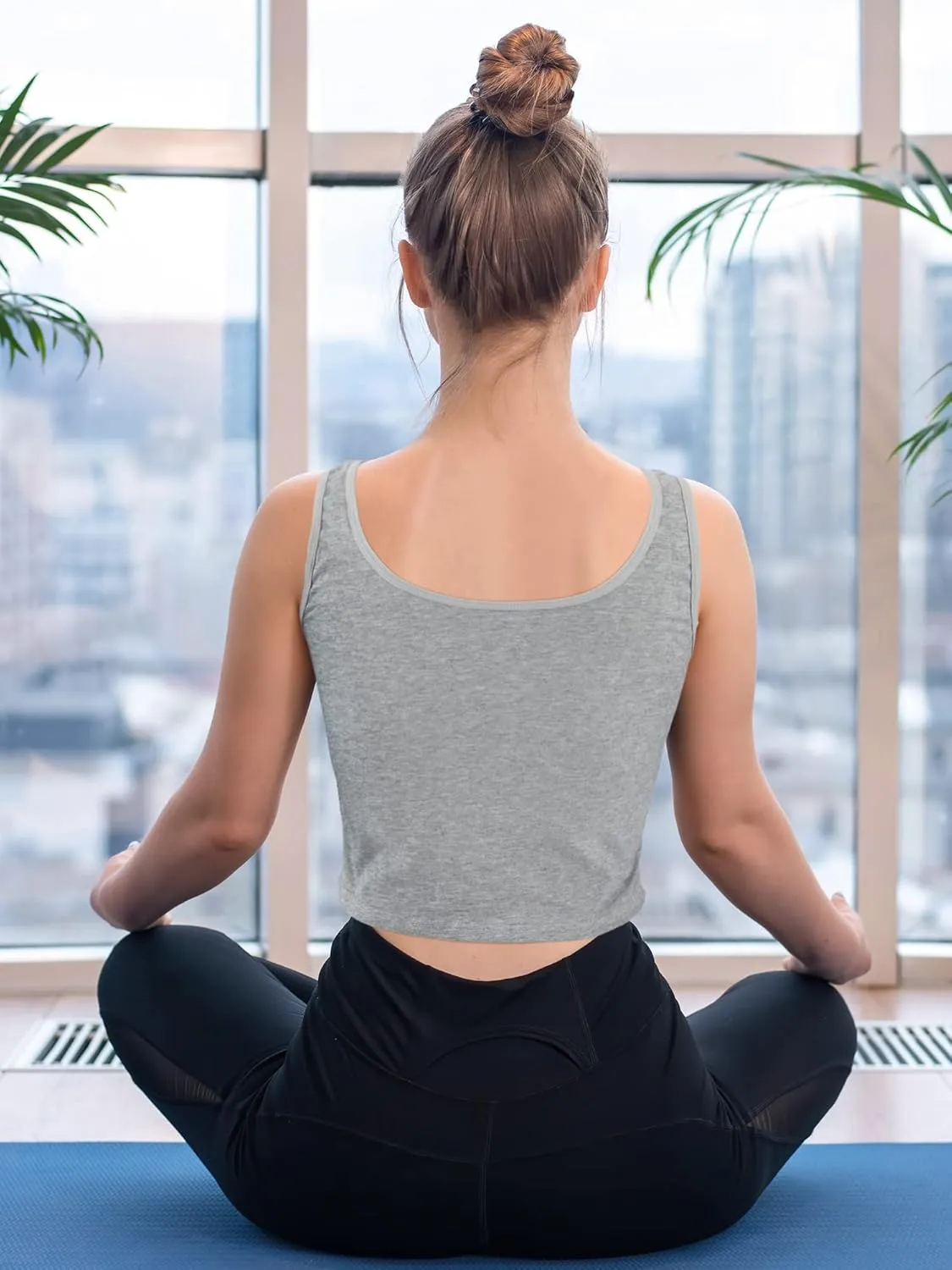 Geyoga 8 Pcs Women Basic Crop Tank Tops Sleeveless Sport Tank Summer Solid Tank