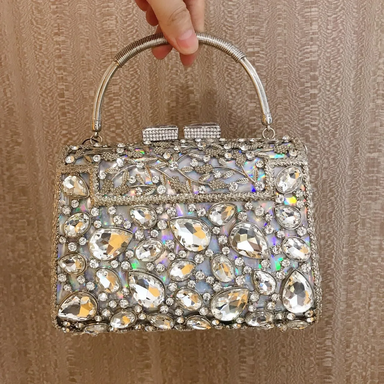 Glitter Crystals Women's Prom Evening Party Wedding Clutch Bag Clutch Purse Handbag Bridal Bag