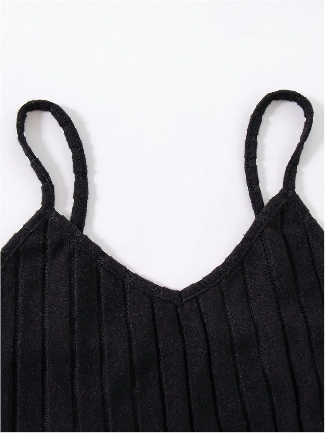 GORGLITTER Women's 6 Piece Ribbed Pajama Set Spaghetti Strap Cami Crop Top and Shorts Lounge Set Sleepwear