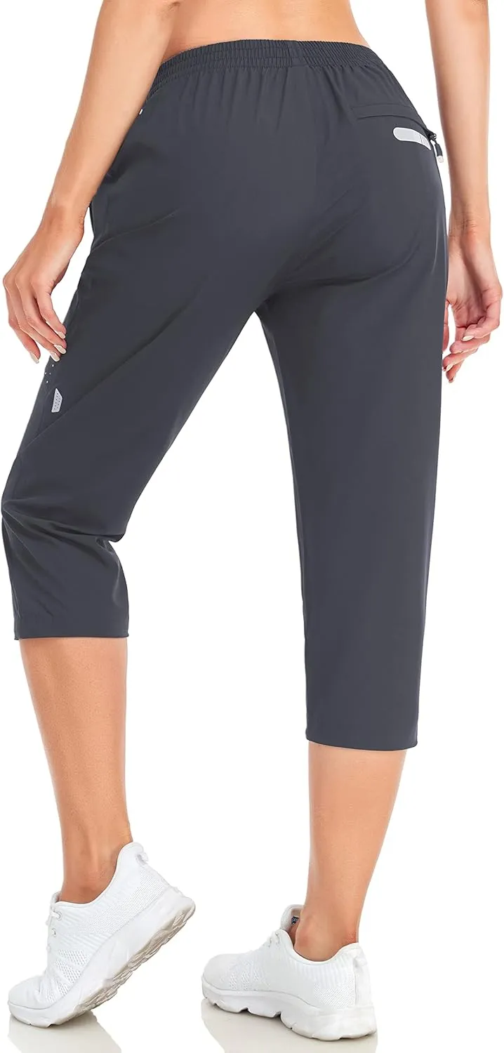GymBrave Women's Capri Pants Quick Dry Lightweight Hiking Capris Pants Outdoor Casual with Zipper Pockets
