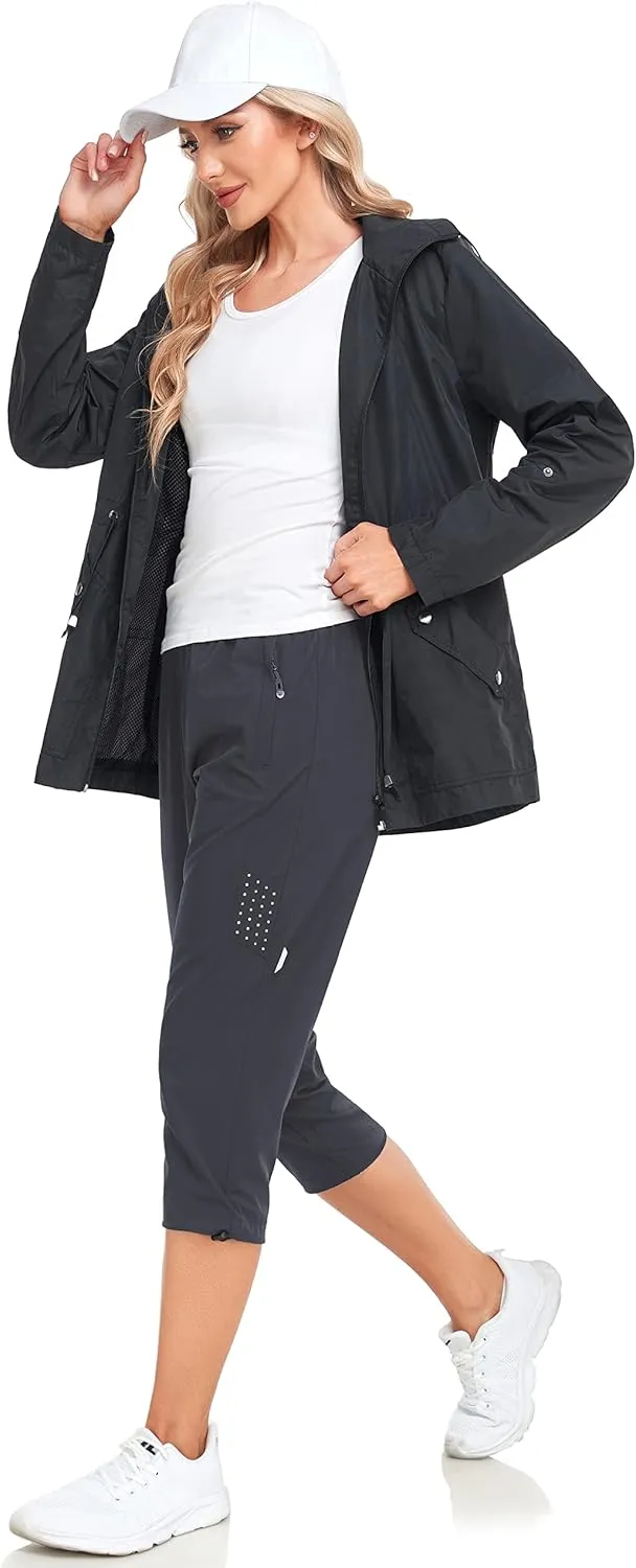 GymBrave Women's Capri Pants Quick Dry Lightweight Hiking Capris Pants Outdoor Casual with Zipper Pockets