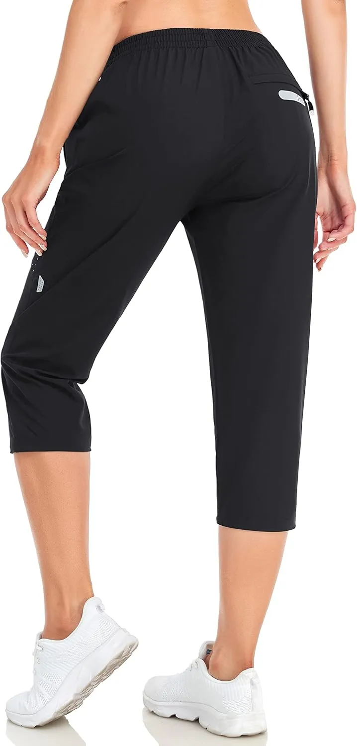 GymBrave Women's Capri Pants Quick Dry Lightweight Hiking Capris Pants Outdoor Casual with Zipper Pockets