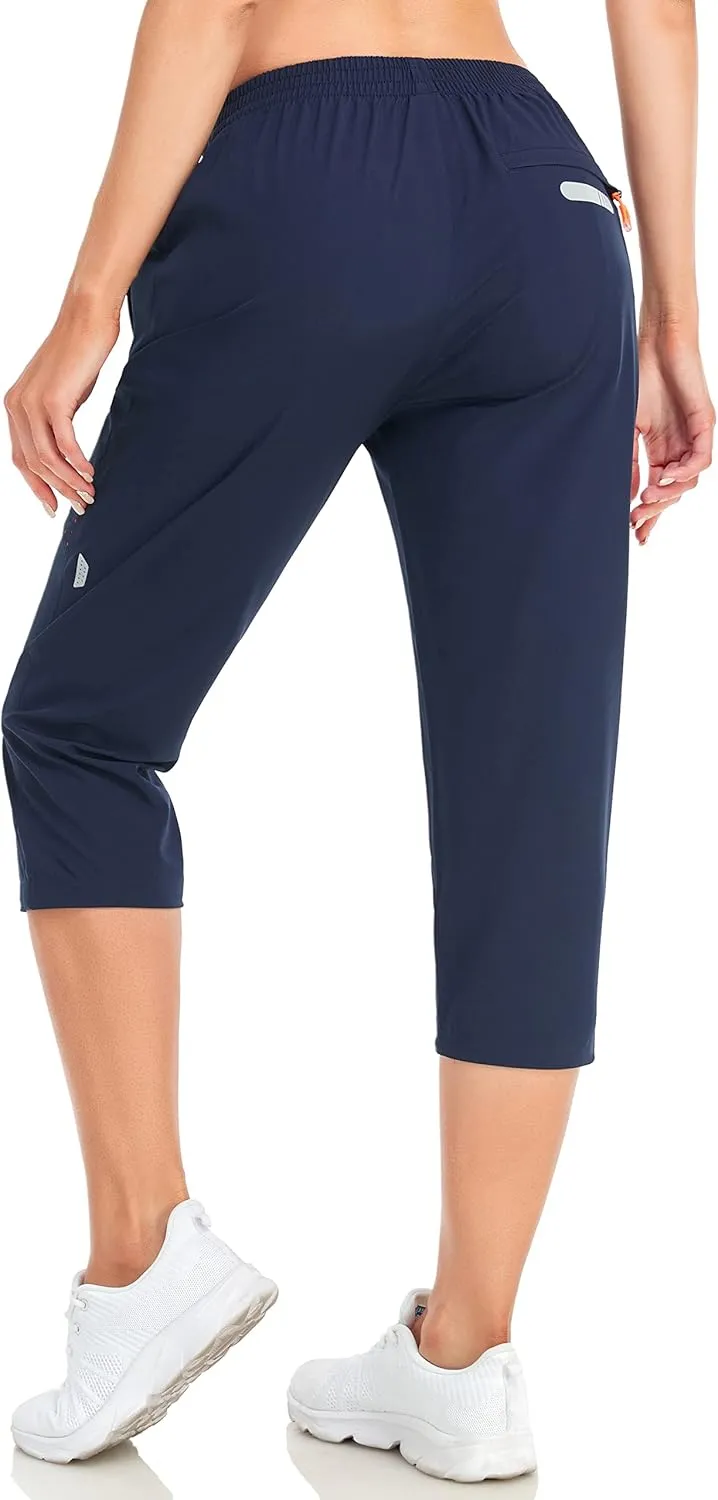 GymBrave Women's Capri Pants Quick Dry Lightweight Hiking Capris Pants Outdoor Casual with Zipper Pockets