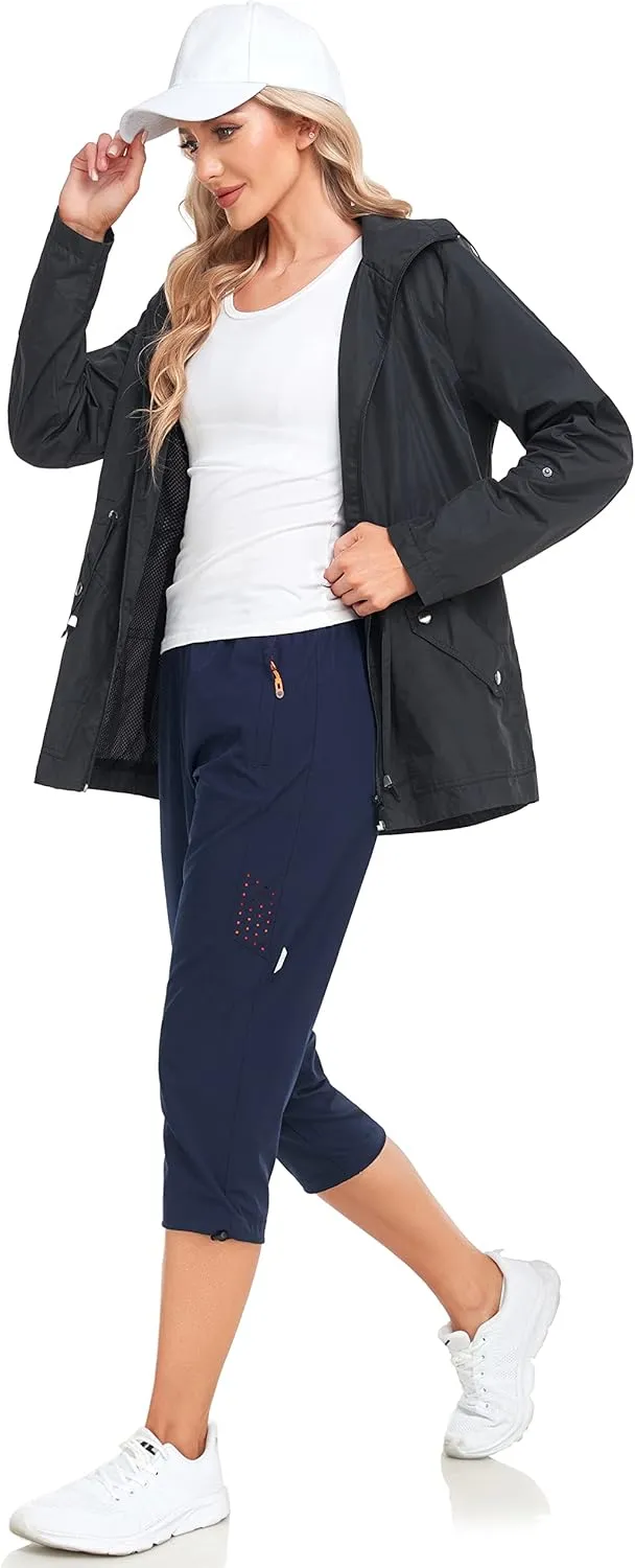 GymBrave Women's Capri Pants Quick Dry Lightweight Hiking Capris Pants Outdoor Casual with Zipper Pockets