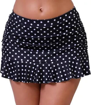 Halcurt Women's Low Waisted Ruched Ruffle Mini Swim Skirts with Hipster Bikini Bottoms Tummy Control Swimsuit