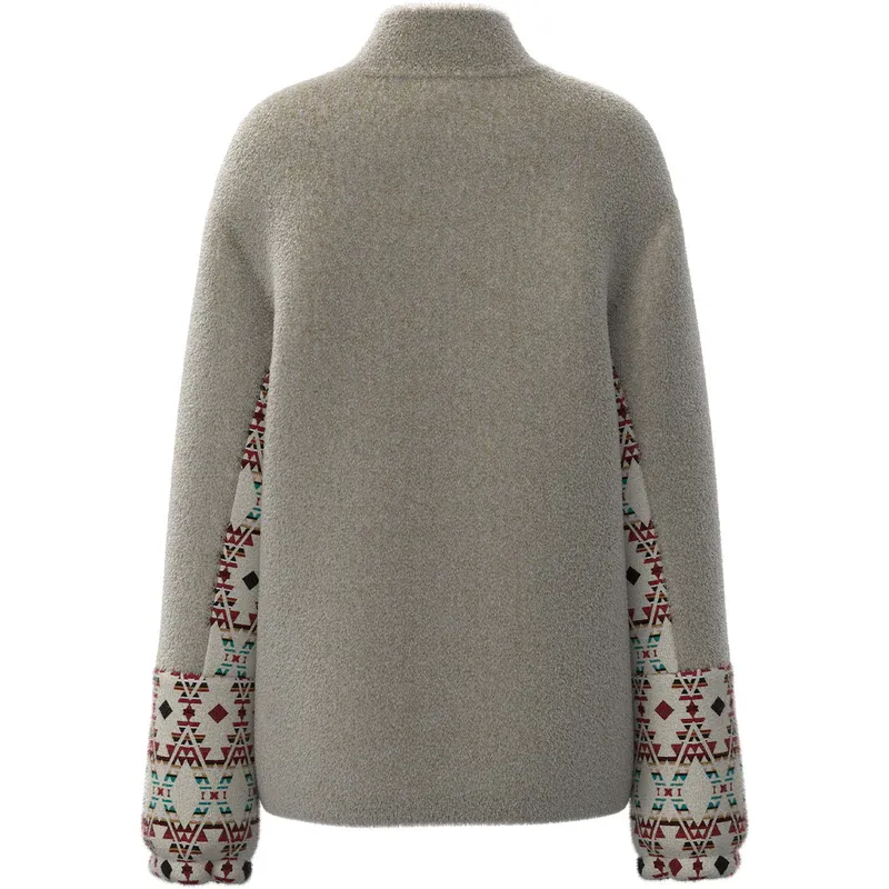 Hooey Ladies Aztec Printed & Cream Fleece Pullover HFP004CRAZ