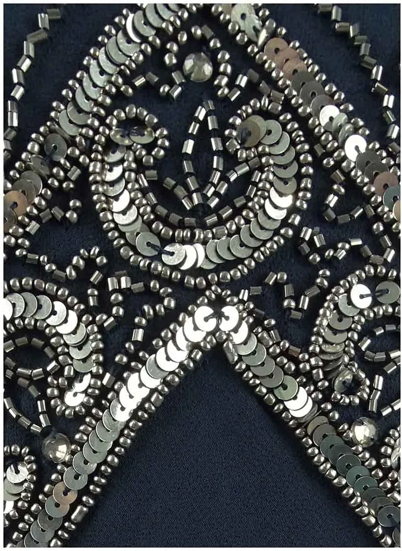 J Kara Women's Cap V-Neck Beaded Dress