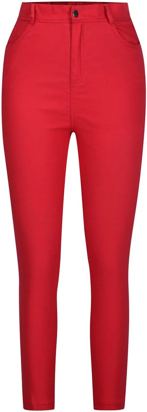 Jeggings for Women Tummy Control Jeans High Waisted Stretchy Elastic Pants Pull-on Sexy Brown Denim Pants