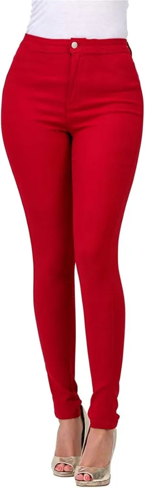 Jeggings for Women Tummy Control Jeans High Waisted Stretchy Elastic Pants Pull-on Sexy Brown Denim Pants
