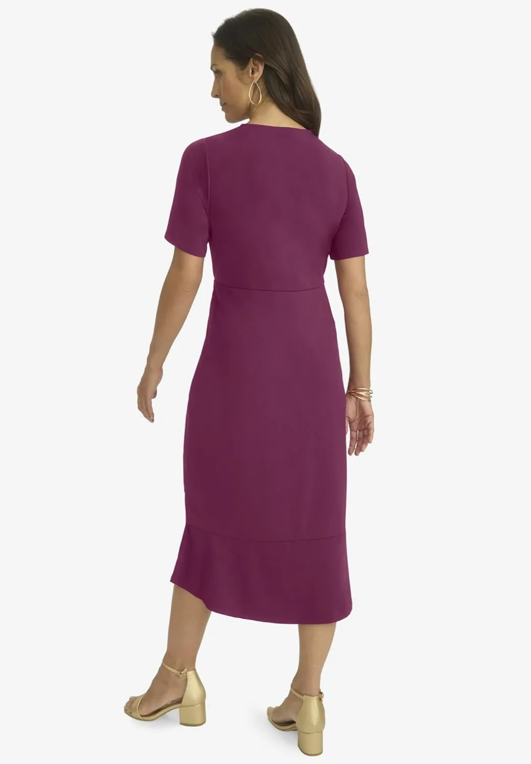 Jessica London Women's Plus Size Flounce Hem Midi Dress