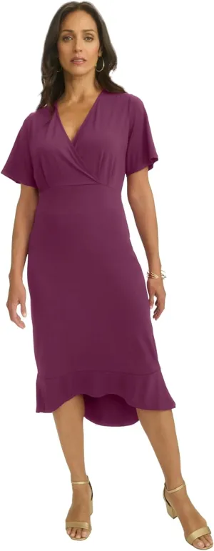 Jessica London Women's Plus Size Flounce Hem Midi Dress