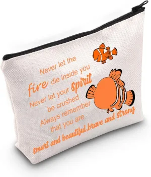 JNIAP Fish Cartoon Movie Cosmetic Bag Do-y Friend Makeup Pouch Gift Fishing Sea Ocean Animal Lover Gift Travel Toiletry Bag(O-never let)