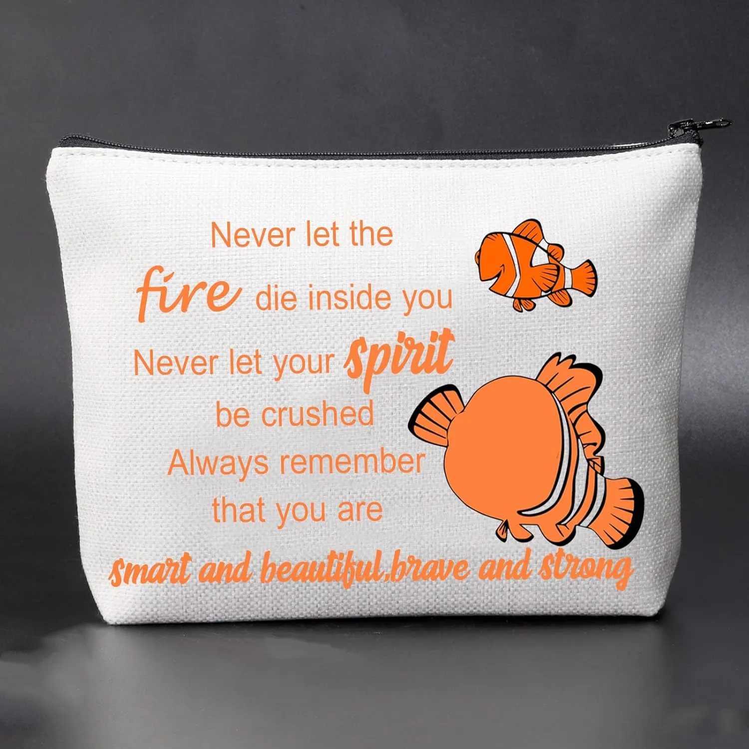 JNIAP Fish Cartoon Movie Cosmetic Bag Do-y Friend Makeup Pouch Gift Fishing Sea Ocean Animal Lover Gift Travel Toiletry Bag(O-never let)