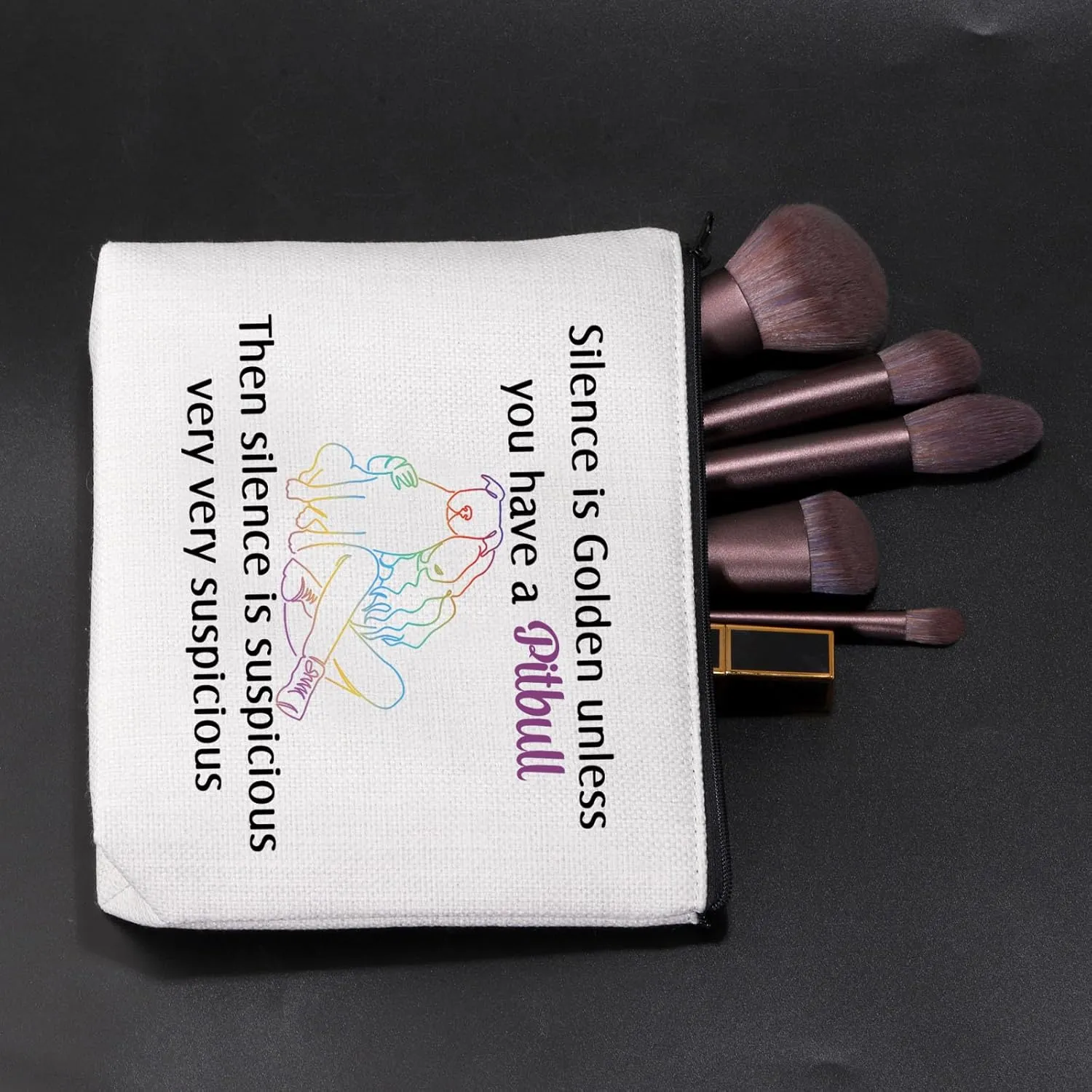 JNIAP Pitbull Cosmetic Bag - Gift For Pitbull Lovers - Makeup Pouch - Silence Is Golden