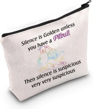 JNIAP Pitbull Cosmetic Bag - Gift For Pitbull Lovers - Makeup Pouch - Silence Is Golden