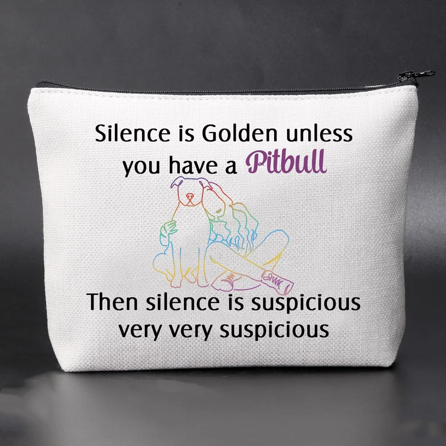 JNIAP Pitbull Cosmetic Bag - Gift For Pitbull Lovers - Makeup Pouch - Silence Is Golden