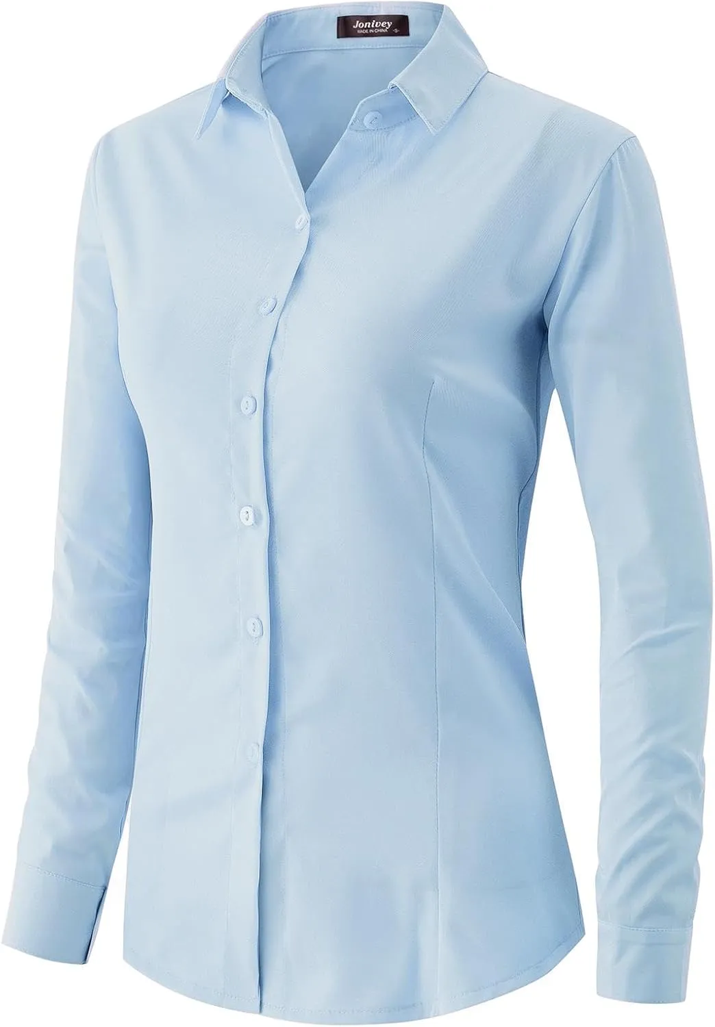 jonivey Womens Long Sleeve Button Down Stretch Dress Shirt Soft Wrinkle Free Work Casual Business Office Blouse