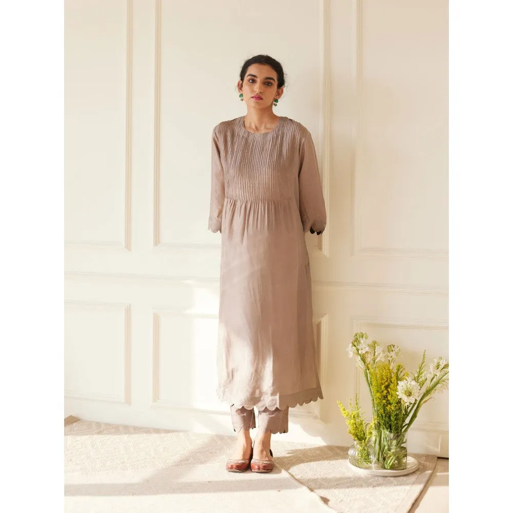 Juanita Grey Habutai Silk Kurta & Pant with Dupatta (Set of 3)