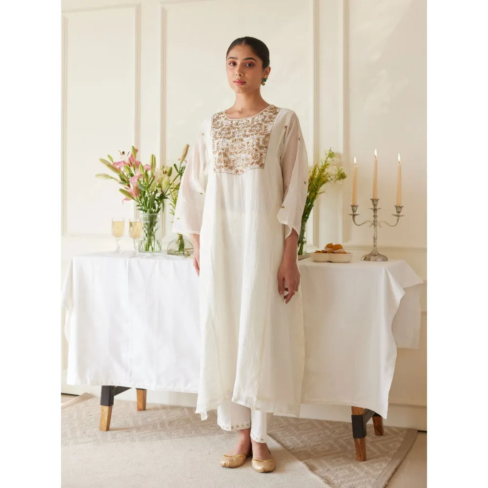 Juanita Ivory Handwoven Chanderi Kurta & Pant with Dupatta (Set of 3)