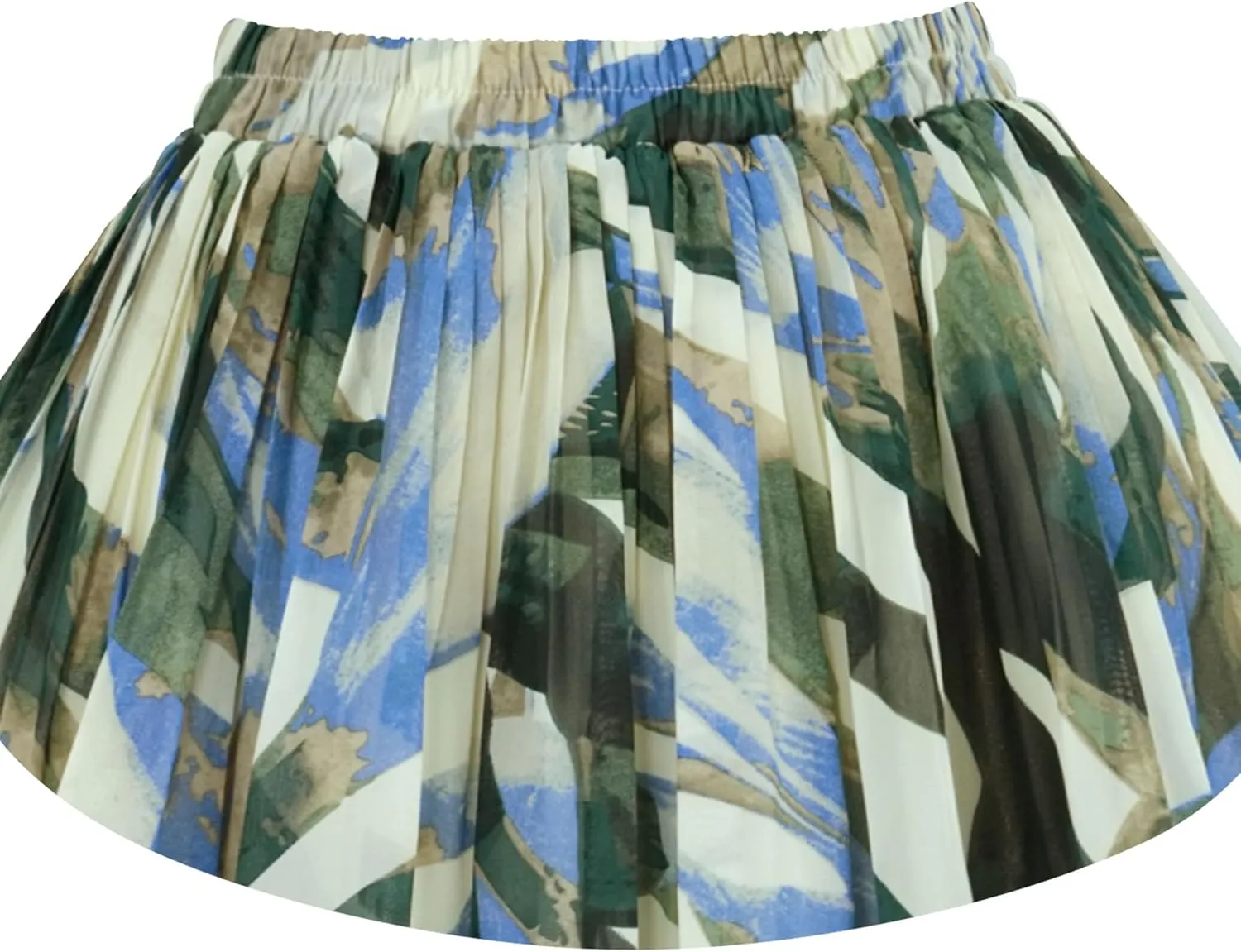 Kingfancy Women's Pleated Skirt Chiffon Elastic Waist A-Line Midi Length Skirt