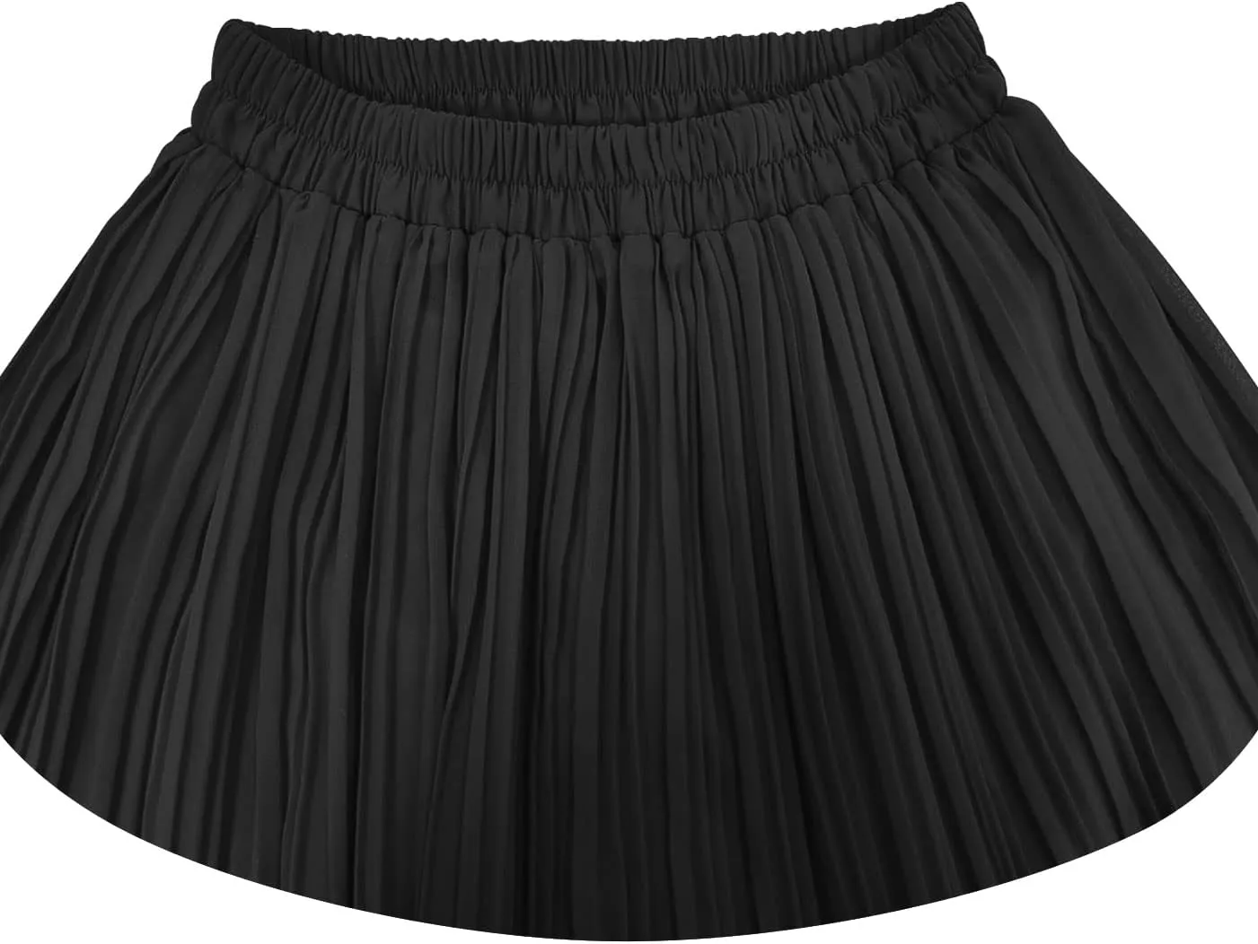 Kingfancy Women's Pleated Skirt Chiffon Elastic Waist A-Line Midi Length Skirt