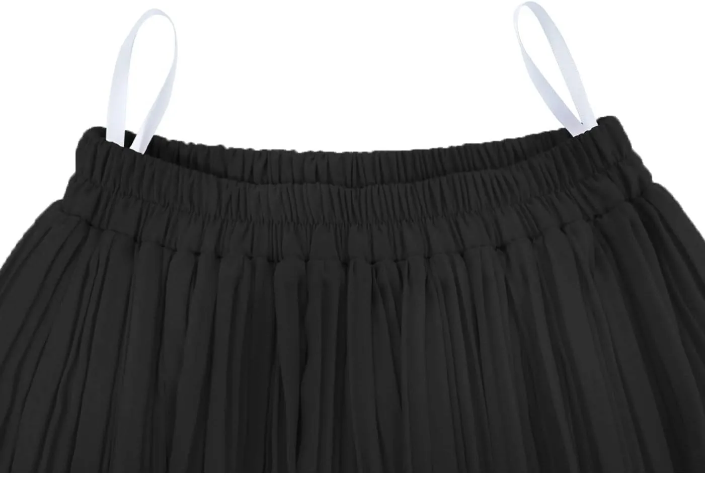 Kingfancy Women's Pleated Skirt Chiffon Elastic Waist A-Line Midi Length Skirt