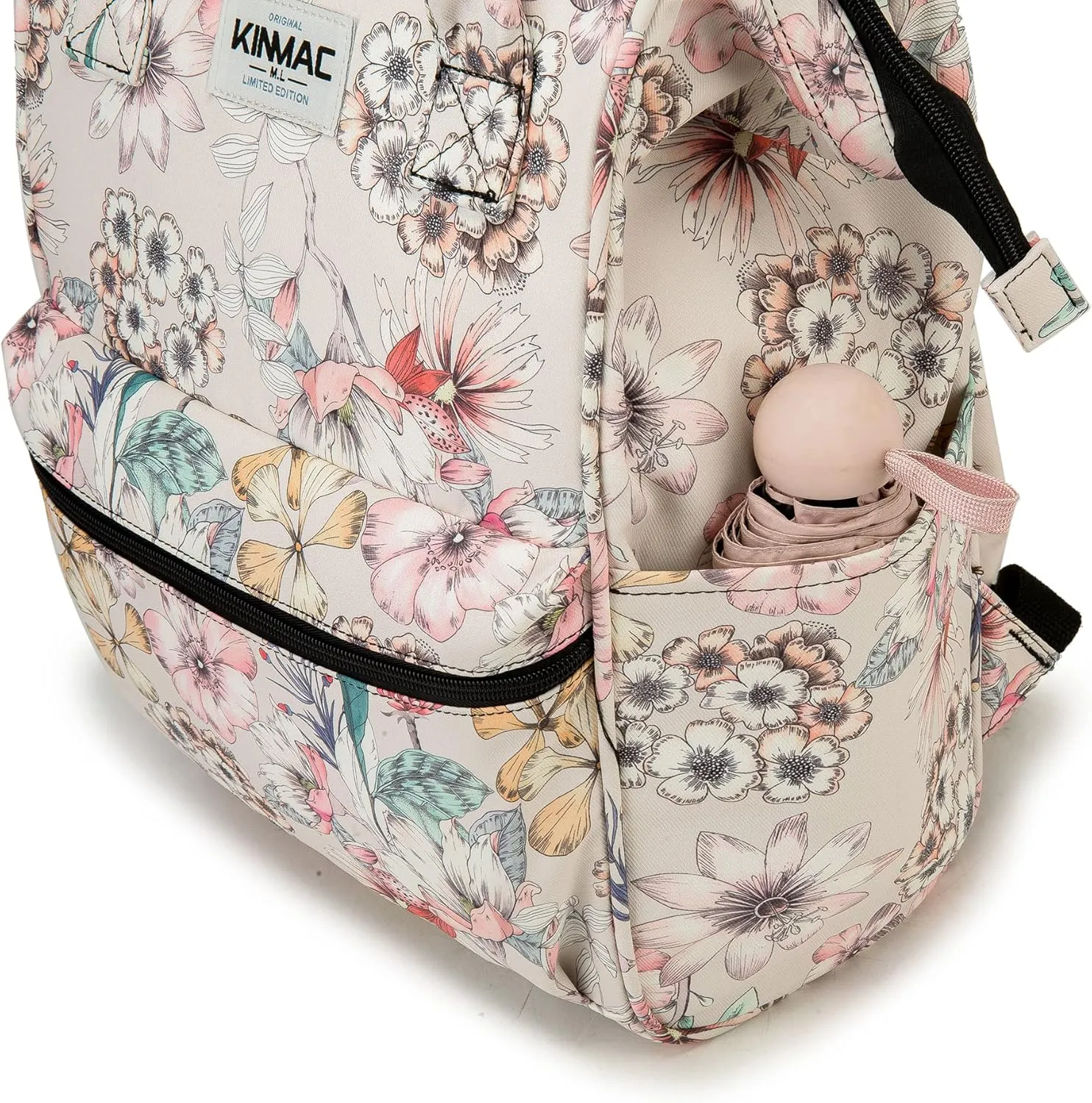 Kinmac Wide Open Style Laptop Backpack for Laptop Up to 15.6 Inch Men Women Travel Outdoor Backpack (Floral)