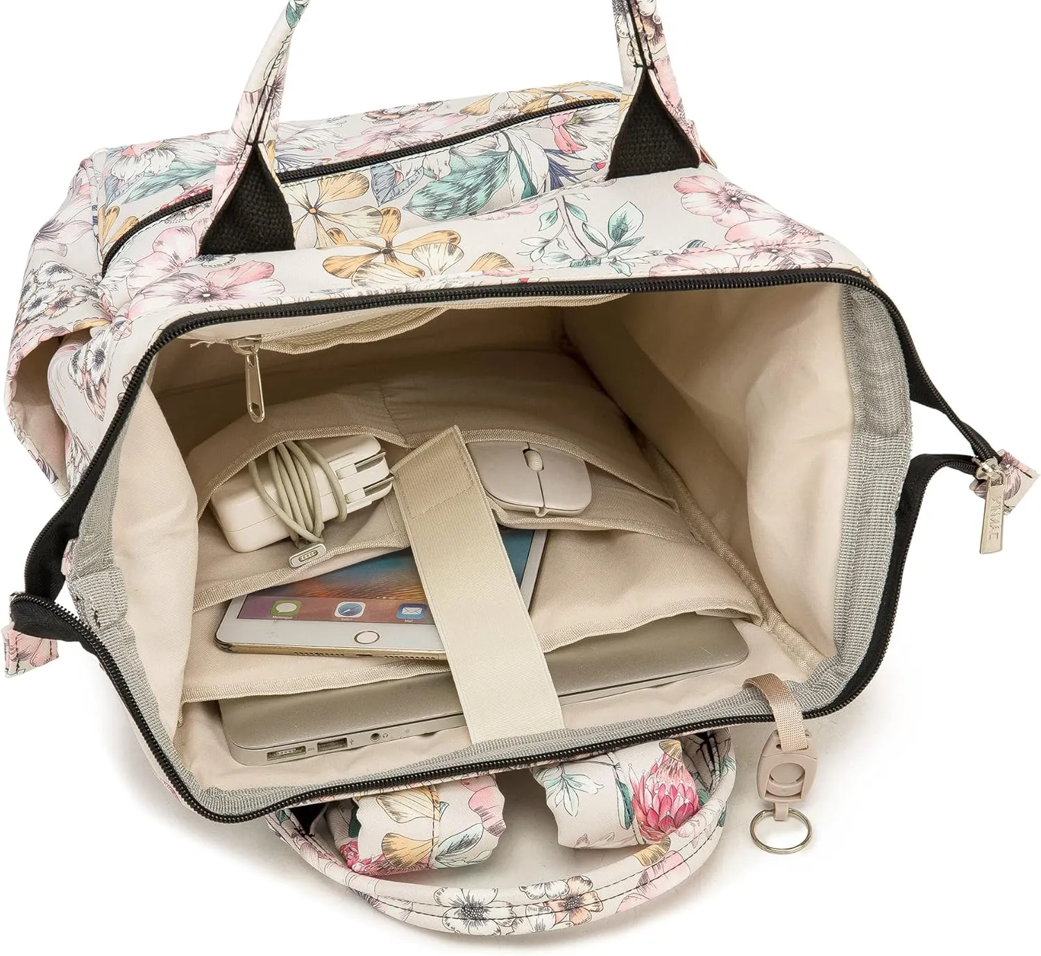 Kinmac Wide Open Style Laptop Backpack for Laptop Up to 15.6 Inch Men Women Travel Outdoor Backpack (Floral)