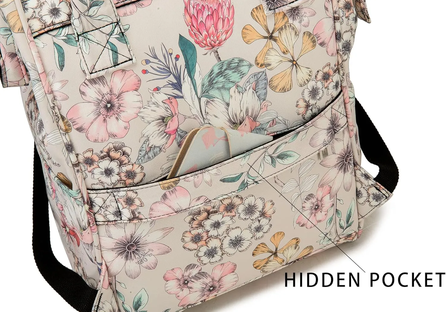 Kinmac Wide Open Style Laptop Backpack for Laptop Up to 15.6 Inch Men Women Travel Outdoor Backpack (Floral)