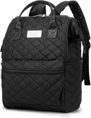 Kinmac Wide Open Style Laptop Backpack Travel Outdoor Backpack For Laptop Up to 15.6 Inch (Black Embroidery)