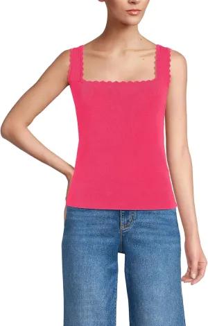 Lands' End Women's High Retention Square Neck Tank Sweater