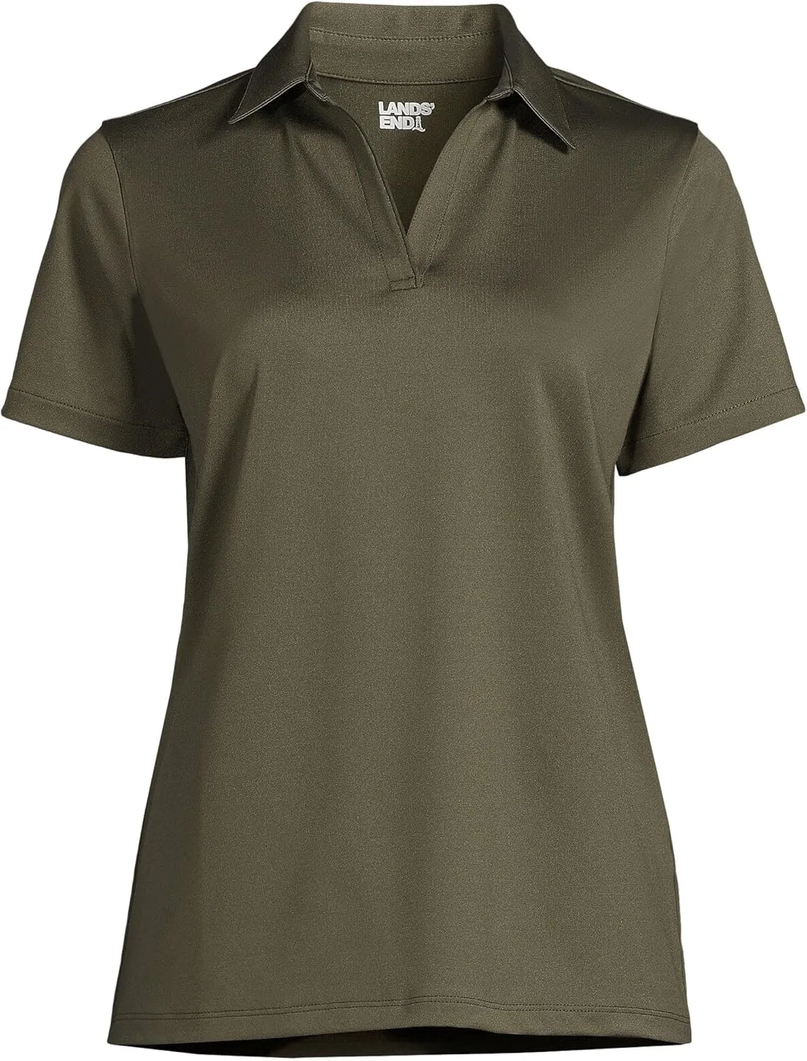 Lands' End Women's Short Sleeve Rapid Dry Sport Neck Polo Shirt