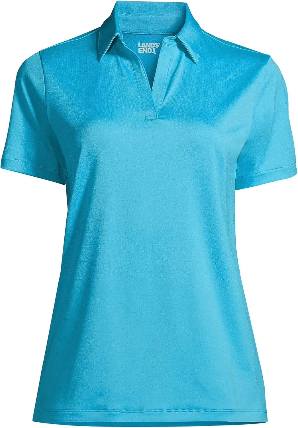Lands' End Women's Short Sleeve Rapid Dry Sport Neck Polo Shirt